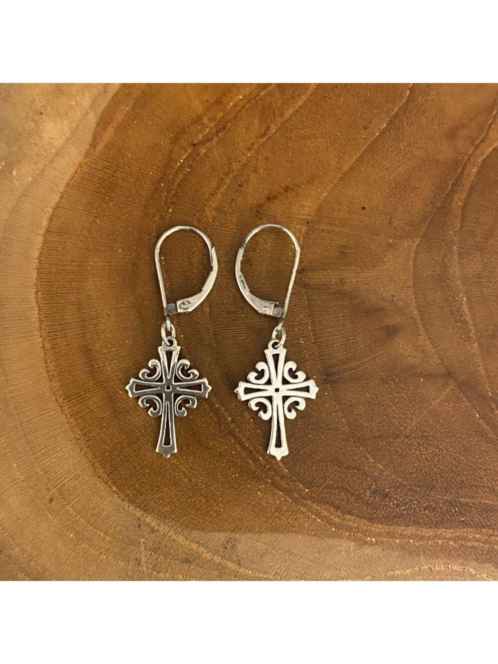 RETIRED James Avery Adorned Cross Lever-Back Earrings, Sterling Silver